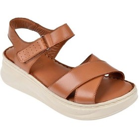 Resim Pullman Hakiki Deri Comfort Kadın Sandalet Plm-51 Taba Taba 