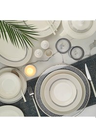 Resim Kütahya Porselen Bone Kalipso 62 Parça 12054 Desenli Yemek Takımı 