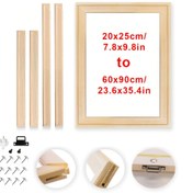 Resim 1 set 30x40, 40x60, 50x70 cm DIY Tuval Çerçeve Kiti, Galeri Sarma Yağlı Boya Tabloları için Sağlam Ahşap Gerdirme Barları, Posterler - Kolay Montaj, Aksesuarlar Dahil 