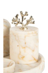 Resim MIARIK DESIGN & DEKORASYON Dekoratif Afyon Şekeri Mermer Pamukluk Gümüş Sılver Mercan Detaylı 