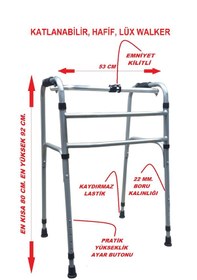 Resim Lüx Hafif Katlanır Walker Yürüteç 130 Kg Taşıma Kapasiteli Wolker Yürüteç Hasta Yürüteci 