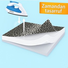Resim Ütü Masası Kılıfı Keçeli Gri Leopar Desen Battal Boy Xxl Pamuklu Yanmaz Üretim Koyu Gri 