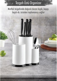 Resim Tezgah Üstü Beyaz Kaşıklık & Bıçaklık & Kepçelik & Organizer Siyah 