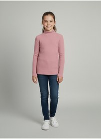 Resim FATELLA Kız ve Erkek Çocuk Pembe Fitilli Yarım Balıkçı Yaka Uzun Kollu Body İçlik 