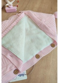 Resim Kız Bebek Düğmeli Pembe Anakucağı Kundak Stl6382 Pembe 
