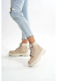 Resim İdimilla Lmç-2045 Bej Süet Bağcıklı Kalın Taban Kadın Günlük Bot Çok Renkli 