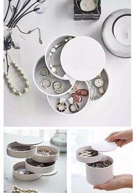 Resim 4 Katlı Dönebilen Silindir Takı Ve Makyaj Organizer Kutusu Çok Renkli 