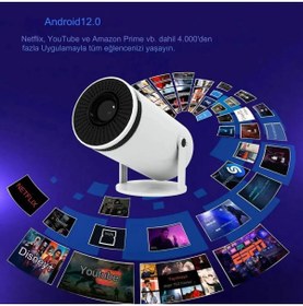 Resim LENSUN Taşınabilir Sinema Projektörü 4k Ev Sineması Bluetooth Android 12 Projeksiyon cihazı 