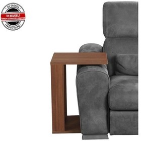 Resim Single C Yan Servis Sehpa Nil Cevizi / Tekerlekli Laptop Sehpa 