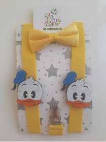 Resim Bloom Store Donald Duck Ördek Doğum Günü Konsept Figürlü Papyon Ve Pantolon Askı Seti 1-7 Yaş 