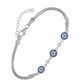 Resim Nagiss Nazar Boncuğu Model Zirkon Taşlı 925 Ayar Gümüş Kadın Bileklik 