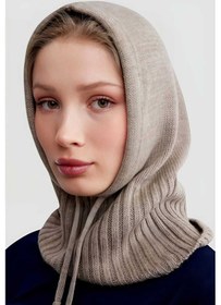 Resim Uniquetrenders Balaclava Fitilli Triko Örgü Bere Başlık Vizon 