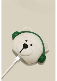 Resim Airpods 3 Uyumlu Premium Deri Dokulu Kılıf Manyetik Kapak Darbe Korumalı Şık Tasarım Bej 