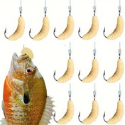 Resim 12 Adet Sarı Kauçuk Sinek Balığı Yem Seti Kanca ile - Bass, Alabalık, Crappie, Bluegill için Çok Yönlü Grub Yemleri - Tatlı Su Balıkçılığı için İdeal, Sevgililer Günü, Anneler Günü, Şükran Günü, Cadılar Bayramı, Büyükanne ve Büyükbaba Günü için Mükemmel Hediye, Balıkçılık Kanca 