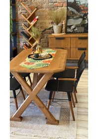 Resim Ntconcept Arden Doğal Ahşap Sandalyeli Masa Takımı 100x210cm+10 