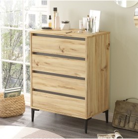 Resim Yurudesign Aristo Şifonyer 4 Çekmeceli 98cm Keçe-antrasit Ar7-ka 