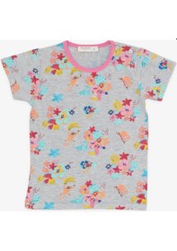 Resim Breeze Kız Bebek Kısa Kollu Pijama Takımı Safari Temalı 9 Ay-3 Yaş, Gri Melanj-gri Melanj Gri Melanj 