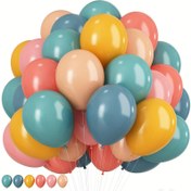 Resim 30 adet FOBPATIY Retro Gökkuşağı Balonları - Tozlu Mavi, Allık, Hardal Sarısı ve Arduvaz Mavisi Renklerde 30.48 cm Çeşitli Boyutlarda Lateks Balonlar, 80'ler & 90'lar Temalı Partiler, Doğum Günleri, Düğünler ve Tatil Süslemeleri için Parti Dekorasyonları | Çeşitli Balon Boyutları | Renkli Dekor Ürünleri, Doğum Günü Balonları 