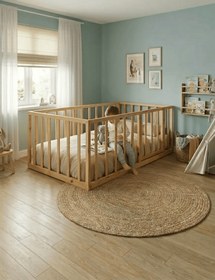 Resim Cosmo Montessori Bebek ve Çocuk Karyolası Doğal Ahşap Yatak - 90 X 190 