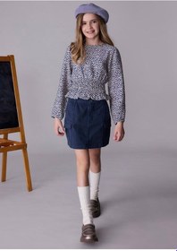 Resim Kız Gabardin Etek 25kmyr7905 Mavi 