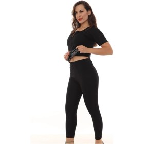 Resim Sauna Suit Incelme Spor Kıyafeti Tayt ve Fermuarlı Takım 