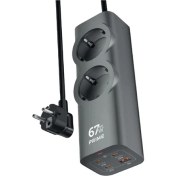 Resim Zuidid FC54 6in1 Gan Masaüstü Priz | Şarj Cihazı | 1 x Usb-A | 3 x Usb-C | 2 x 220V 