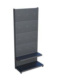 Resim Antrasit Metal Delikli 2 Katlı Market Raf Sistemi Hırdavat Rafı G90cm Yükseklik H220 Cm Siyah 