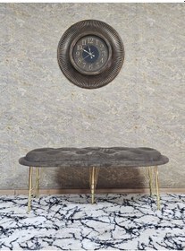 Resim Zafir Ufo Oturak Bench - Gold Kaplama Telli Ayak - Oturak - Bench - Puf - Yatak Ucu Pufu Kahverengi 