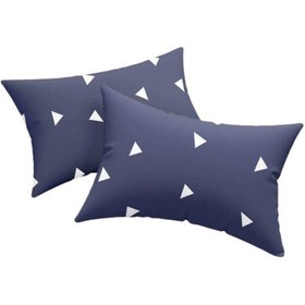 Resim 2li Yastık Kılıfı Üçgen Mavi Mavi 