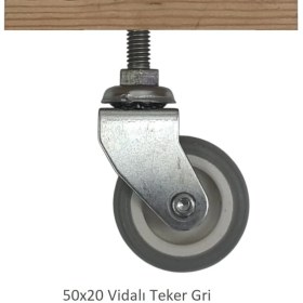 Resim Adilon Ofis Koltuk Dolap Etajer 360 Derece Döner 50 x 20 Vidalı Teker Gri 50 mm (10 Adet) 