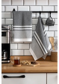 Resim 45x65, 2'li Kurulama Bezi, %100 Pamuk Yüksek Su Emici Gri 