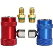 Resim Motion003 R1234yf Soğutucu Hızlı Bağlantı Konnektörleri Land Rover Jaguar Klima Sistemleri Kırmızı Mavi Ayarlanabilir Manifold Ölçer Seti 