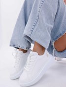 Resim RASEAL SHOES Kadın Bağcıklı Basic Sneaker Inci Detaylı Kalın Taban Spor Ayakkabı Beyaz 