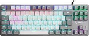 Resim Rampage SNUG K14 Beyaz/Gri BLUE SWITCH Rainbow TKL Mekanik Gaming Oyuncu Klavye 