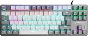 Resim Rampage SNUG K14 Beyaz/Gri BLUE SWITCH Rainbow TKL Mekanik Gaming Oyuncu Klavye 