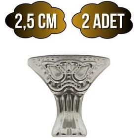 Resim Pati Metal Ayak Çeyiz Ve Hediye Kutusu Mobilya Ayağı 2,5cm Gümüş 2 Adet Gümüş 