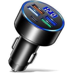 Resim 3.1a 4 Usb Araç Şarj Cihazı Led Işıklı Hızlı Şarj İphone Samsung 