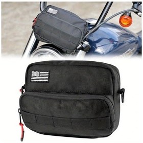 Resim Xuweiwei Adventure Ready Motorcycle Handlebar Bag Siyah Oxford Clarf Canta On Celik Catal Depolama Turuncu Ic Oxford Kumaş 