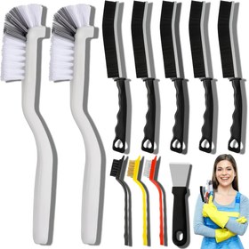 Resim 11 adet Aralıklar Temizleme Fırçası Seti, Sert Kıl Temizlik Malzemeleri, Mutfak, Banyo, Köşe, Fırça, Lavabo, Kupa, Çaydanlık, Şişe, Blender Temizliği için uygun 
