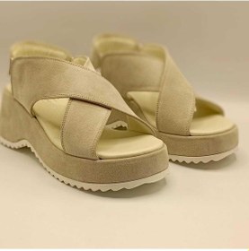 Resim Sindy Bej Deri Dolgu Topuk Sandalet Bej 