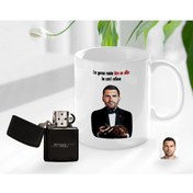 Resim Bk Gift Kişiye Özel Babalar Günü Hediyesi Godfather Baba Karikatürlü Kupa Bardak Ve Benzinli Çakmak Seti-9 