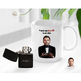 Resim Bk Gift Kişiye Özel Babalar Günü Hediyesi Godfather Baba Karikatürlü Kupa Bardak Ve Benzinli Çakmak Seti-9 
