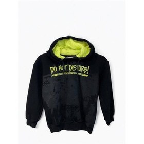 Resim Zekids Erkek Çocuk Orta Kalınlık Kapüşonlu Sweatshirt-15197 Siyah 