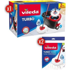 Resim Vileda Turbo Pedallı Temizlik Seti + Turbo Üçgen Mikrofiber Yedek Paspas 2'li 