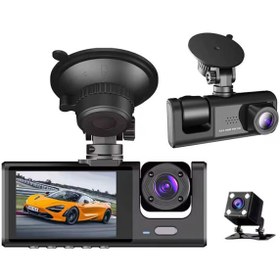 Resim XTRIKE ME Araç İçi Kamera 3 Kameralı Geniş Açı 1080p Gece Görüşlü Ön-İç-Dış Arka Araç Kamerası 