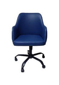 Resim Kapitone Desenli Büro Sandalyesi Mavi Renk Suni Deri 