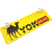 Resim Oto Aksesuarcım Yok Deve Yazılı Sarı Dekor Plaka Vantuzlu Cam Süsü 22x7.5cm 