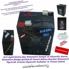 Resim 6 volt akü 6v 4ah akü 6 volt 4 amper ışıldak aküsü stoktan 6V4AH 