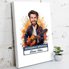 Resim Karikatürlü En İyi Erkek Müzisyen Kanvas Tablo 
