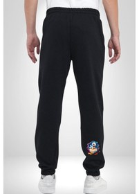 Resim Sevimli Bebek Ejderha Elmas Yumurta Pamuklu 3 İplik Siyah Eşofman Altı Erkek Oversize Kesim Dijital Baskılı Siyah 